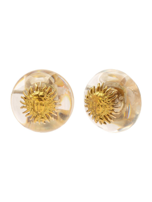 Chanel Lucite Dome Sun Face Earrings