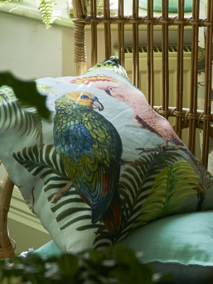 Parrot And Palm Azure Decorative Pillow