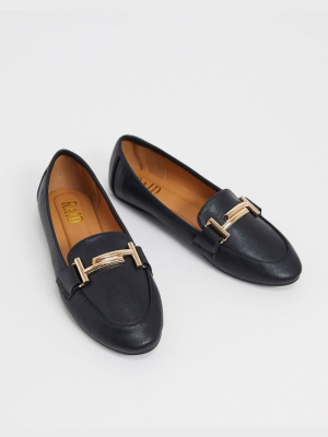 Raid Nidhi Loafer With Gold Snaffle In Black