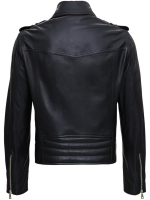 Balmain Zipped Biker Leather Jacket