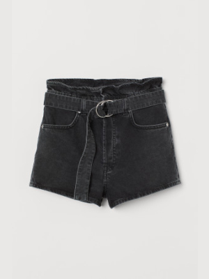 Denim Paper-bag Shorts