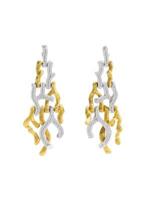 Branch Coral Chandelier Earrings With Diamonds