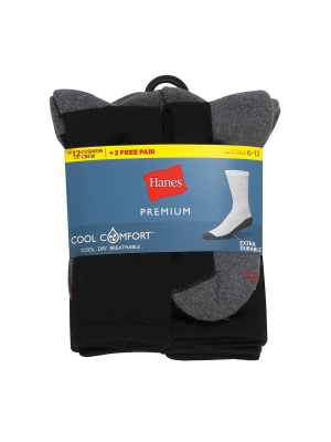 Hanes Premium Men's 10+2 Bonus Pack Crew Socks - 6-12