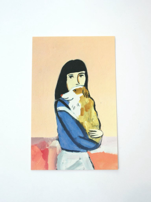 Postcard, Girl With Dog