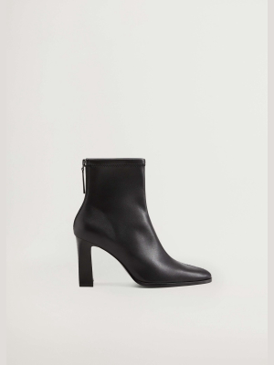 Elastic Heeled Ankle Boot