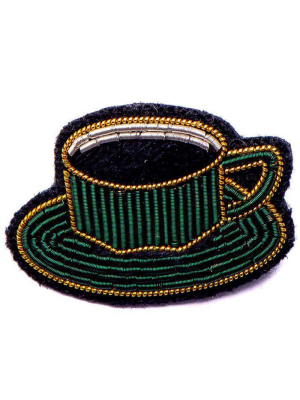 Hand Embroidered Cup Of Coffee Pin