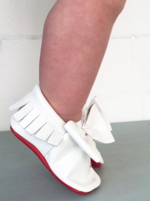 Red Bottom Moccs (white Bow)