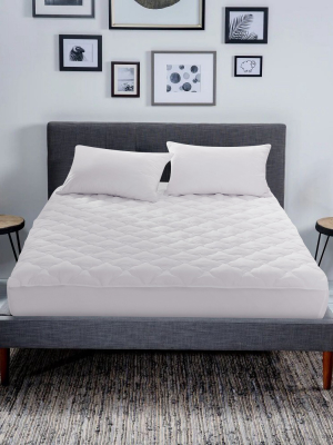 Puredown White Fourleaf Clover Quilted Mattress Pad