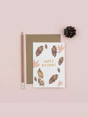 Leaves Happy Birthday Card