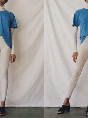 Rib Leggings, White