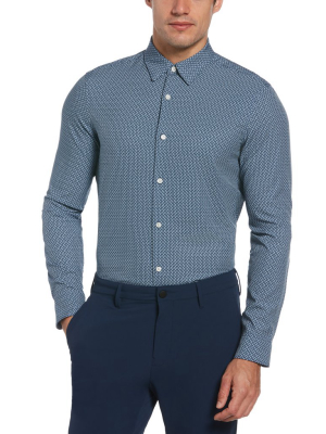 Slim Fit Geo Link Print Stretch Shirt