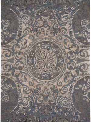 Feizy Tivoli Distressed Textured Wool Rug - Available In 5 Sizes - Blue Smoke & Taupe Gray