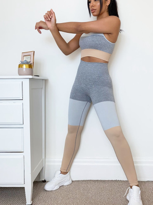 Grey Seamless 3 Tone Gym Leggings