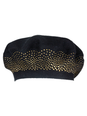 Adrienne Vittadini Rhinestone Stud Galaxy Border Knit Beret