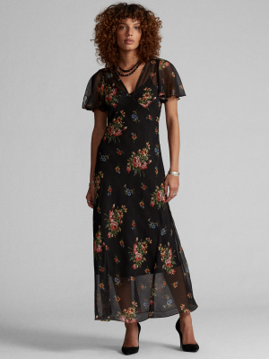 Floral Silk Chiffon Dress