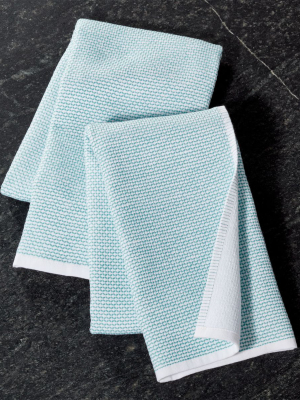 Aqua Textured Terry Dish Towels, Set Of 2