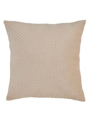 Poly Filled Pinsonic Velvet Pillow Natural - Saro Lifestyle