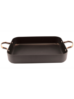 Berghoff Ouro Black Hard Anodized Single Roaster Pan With Rose Gold Handles