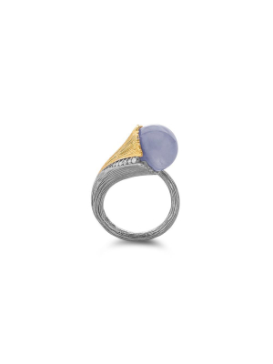 Butterfly Ginkgo Ring With Chalcedony And Diamonds