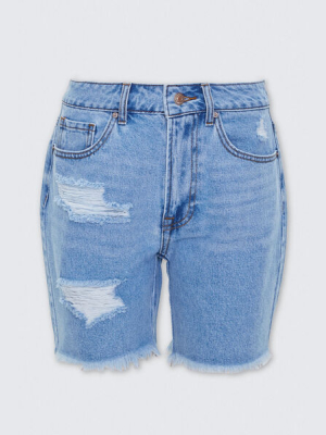 Distressed Denim Mom Shorts