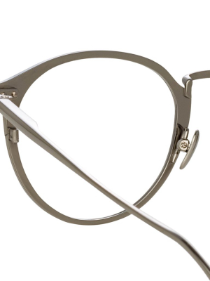 Johan Oval Optical Frame In White Gold And Black