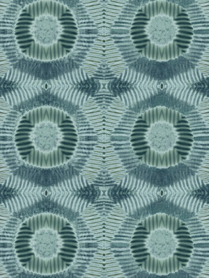 Aztec Suns Wallpaper In Hunter Green From The Shibori Collection By Milton & King