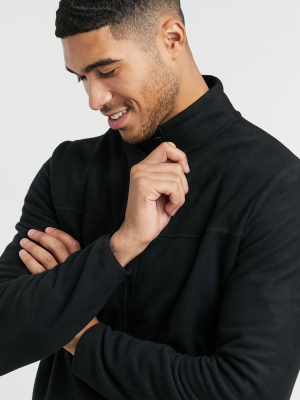 Asos Design Polar Fleece Track Jacket In Black