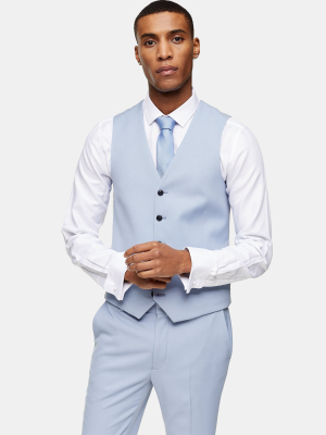 Light Blue Skinny Single Breasted Vest