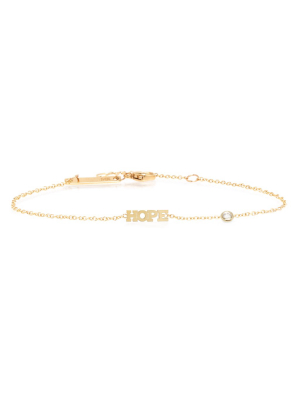 14k Itty Bitty Hope Bracelet With Floating Diamond