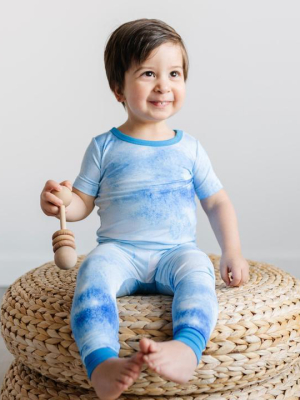 Littlesleepies Bamboo Viscose Two-piece Short Sleeve Pajama Set - Blue Watercolor