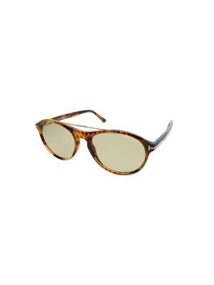 Tom Ford Cameron Ft0556 55e Unisex Round Sunglasses Light Havana 53mm