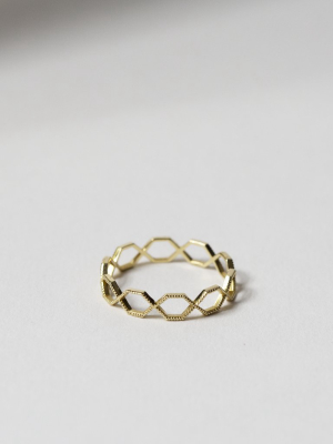 Beaded Hexagon Eternity Ring