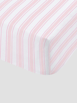 Stripe Single Fitted Sheet In Pink