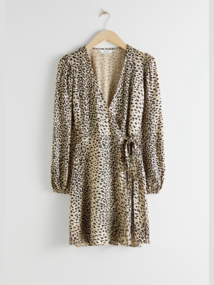 Leopard Print Mini Wrap Dress