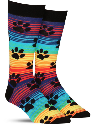 Rainbow Stripe Paw Prints Socks | Mens