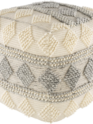 Anders Hand Woven Pouf In Medium Gray