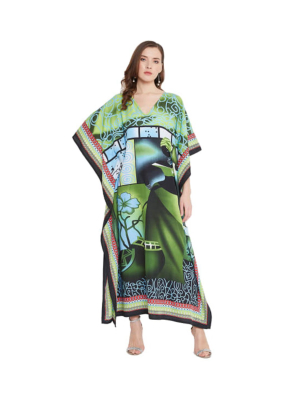 Mint Handmade Tribal Print Kaftan Dress