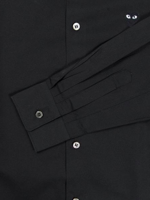 Comme Des Garcons Play Small Black Emblem Button Down - Black