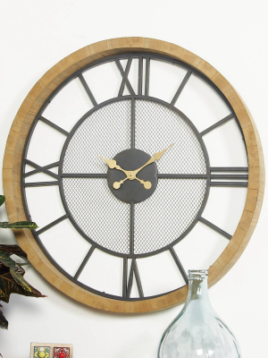 Contemporary Wood And Iron Analog Wall Clock - Olivia & May