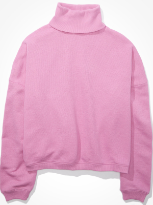 Ae Textured Fleece Cropped Mock Neck Sweatshirt