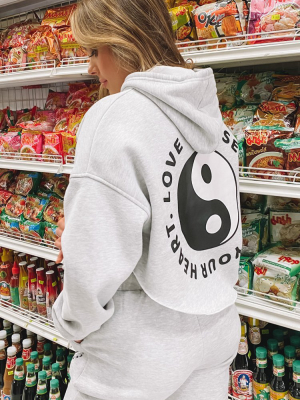 Yin Yang Hoodie Grey Marle