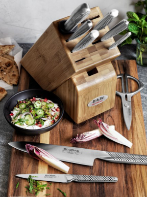 Global Classic 10-piece Takashi Knife Wood Block Set