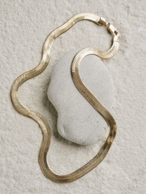 Cleo Thick Herringbone Chain Necklace- 18k Gold