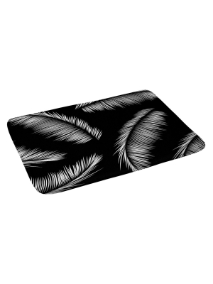 Kelly Haines Monochrome Palm Leaves Bath Rugs And Mats Black 24" X 36" - Deny Designs