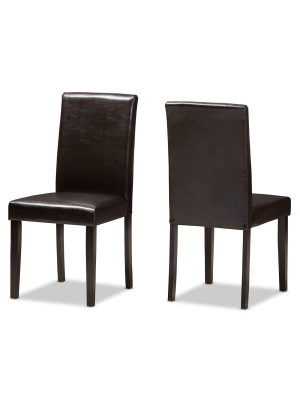 Set Of 2 Mia Modern And Contemporary Faux Leather Upholstered Dining Chairs Dark Brown - Baxton Studio