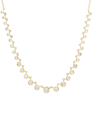 14k Linked Graduated Bezel Diamond Tennis Necklace