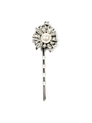 Pearl And Crystal Floral Hair Pin