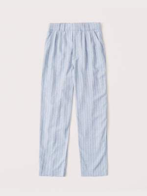 Linen-blend Pleated Taper Pants