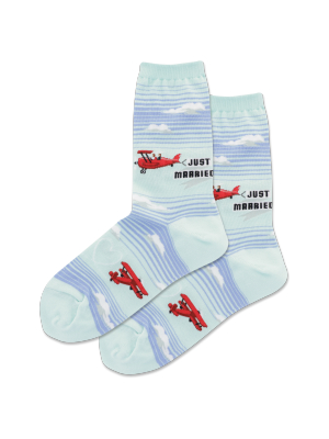 Women's Just Married Plane Crew Socks