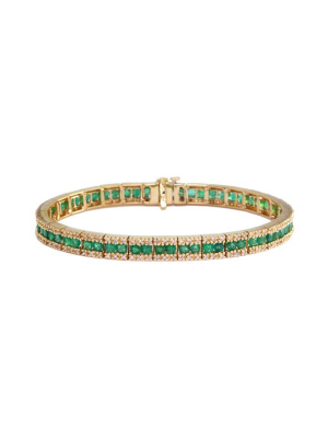 Gemma Yellow Gold Emerald & Diamond Bracelet, 5.62 Tcw